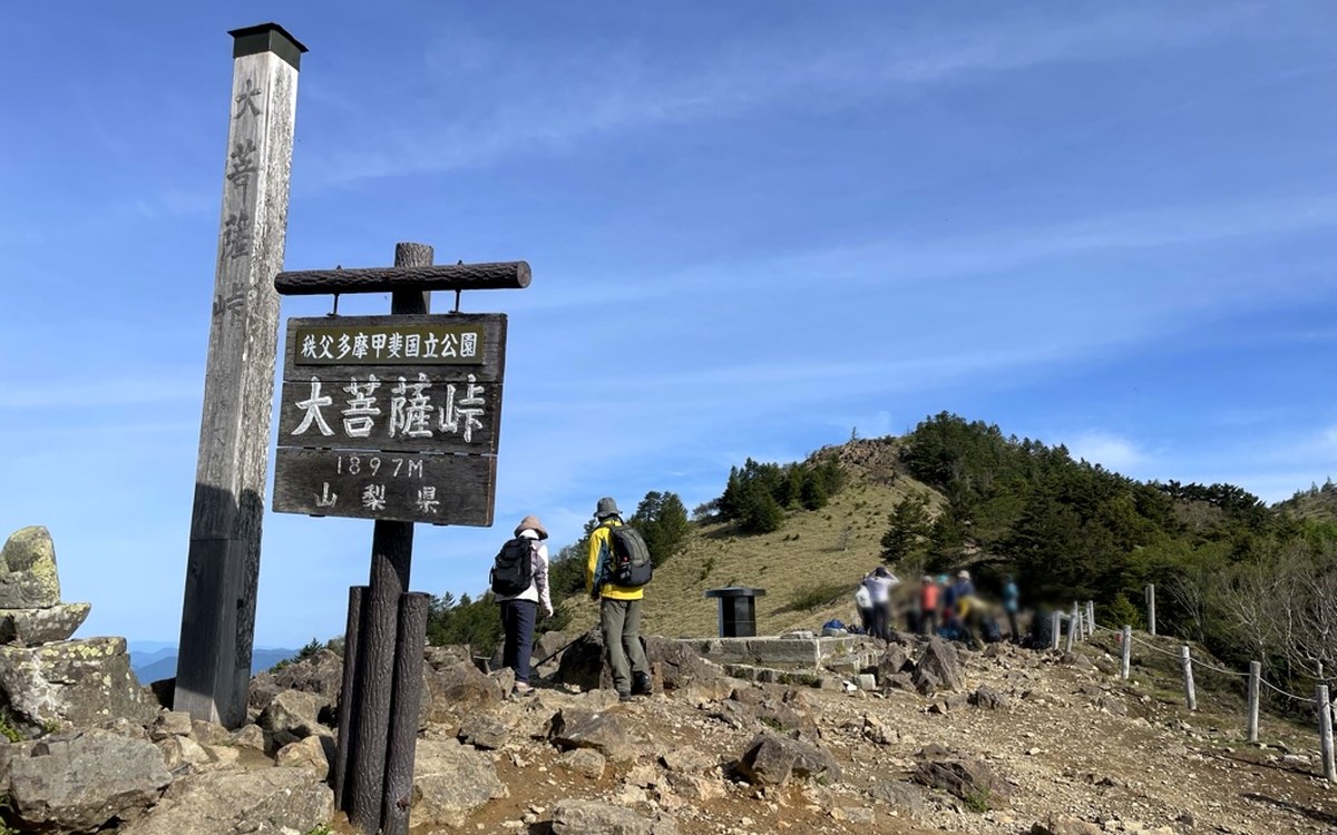 大菩薩峠の標柱と尾根